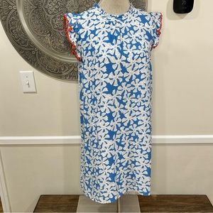 THML Blue White Coral Flower Dress - Size M